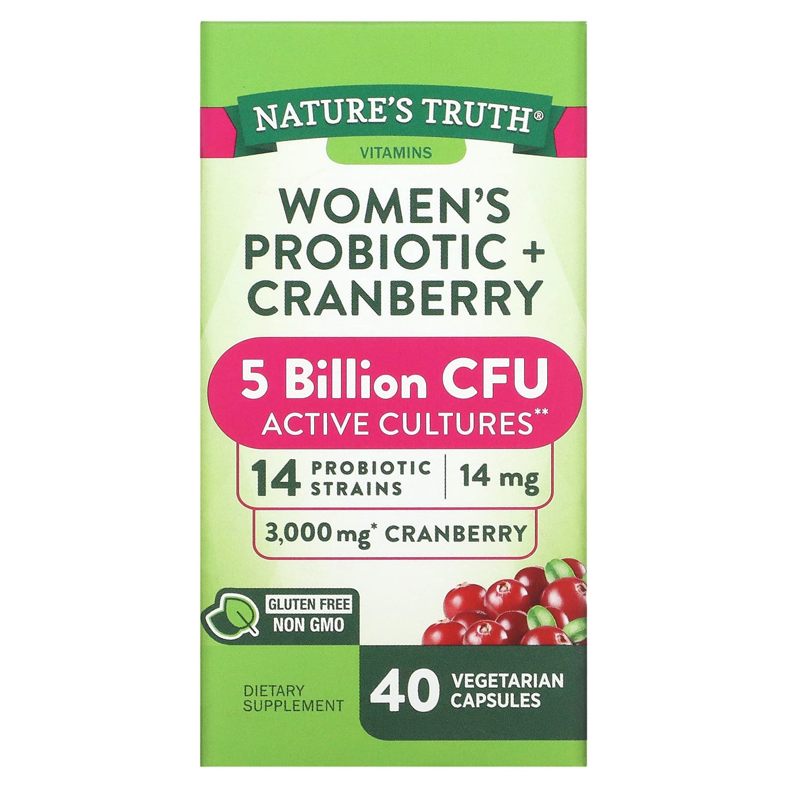 Nature's Truth-Women's Probiotic + Cranberry-40 Vegetarian Capsules