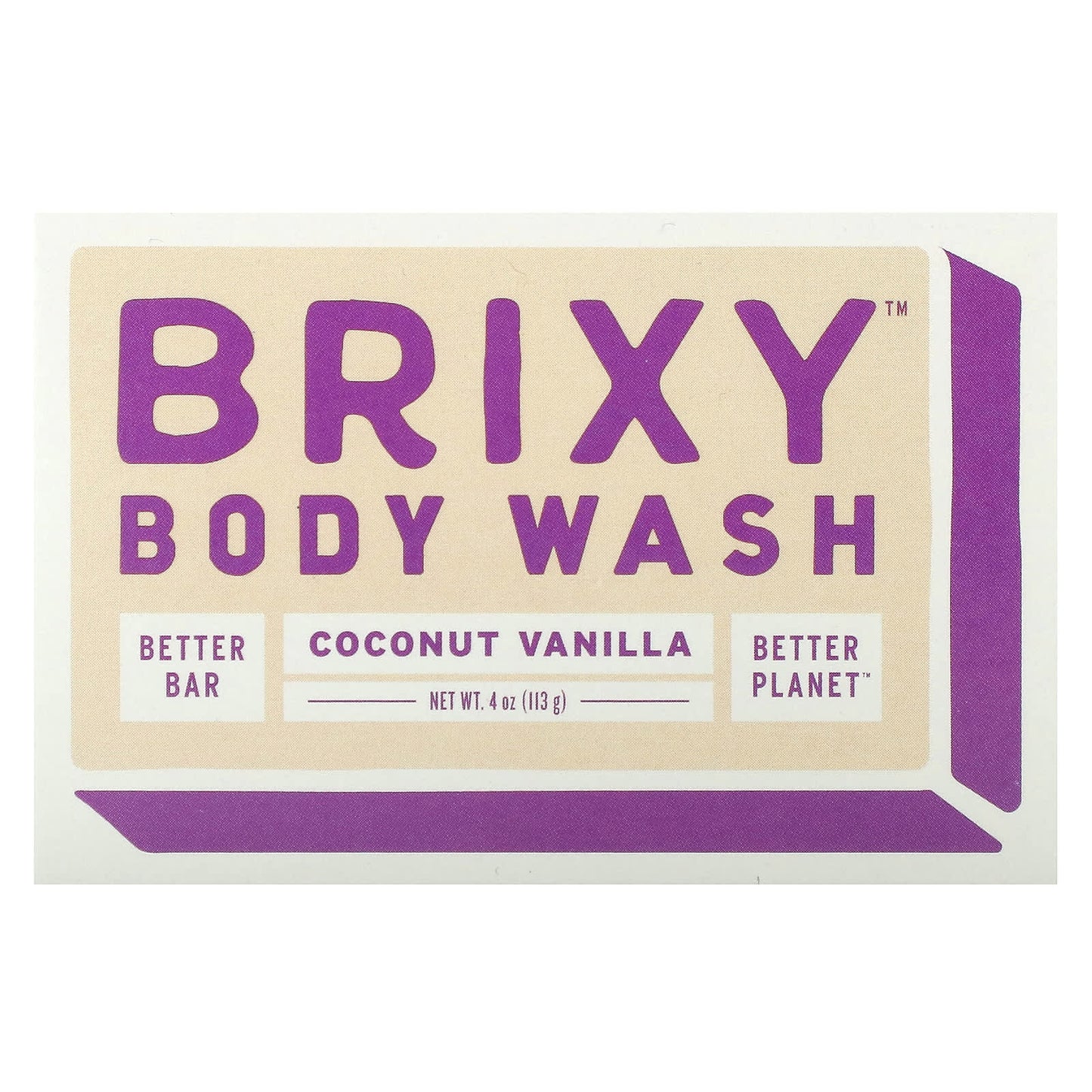 Brixy-Body Wash Bar-Coconut Vanilla-1 Bar-4 oz (113 g)