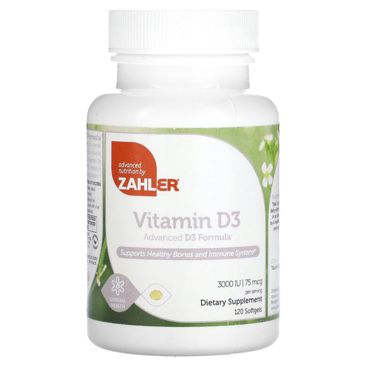 Zahler-Vitamin D3-Advanced D3 Formula-75 mcg (3,000 IU)-120 Softgels