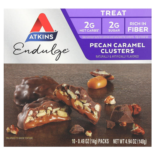 Atkins-Endulge-Pecan Caramel Clusters-10 Packs-0.49 oz (14 g) Each