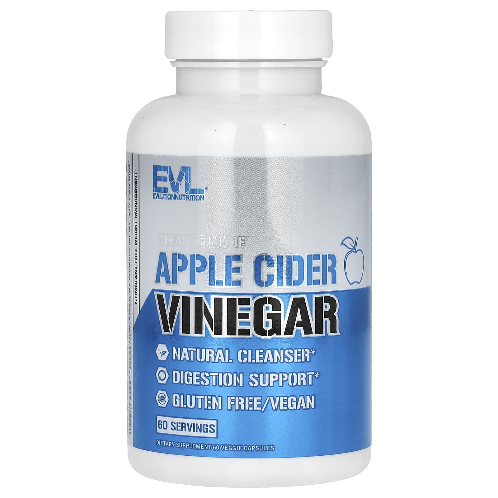 EVLution Nutrition-Cleanse Mode-Apple Cider Vinegar-60 Veggie Capsules