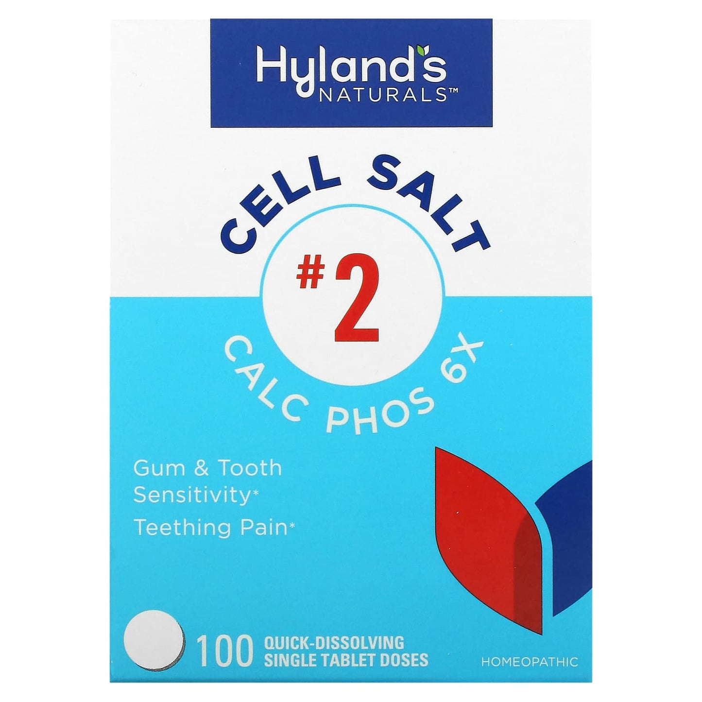 Hyland's Naturals-Cell Salt #2-Calc Phos 6x-100 Quick-Dissolving Single Tablets