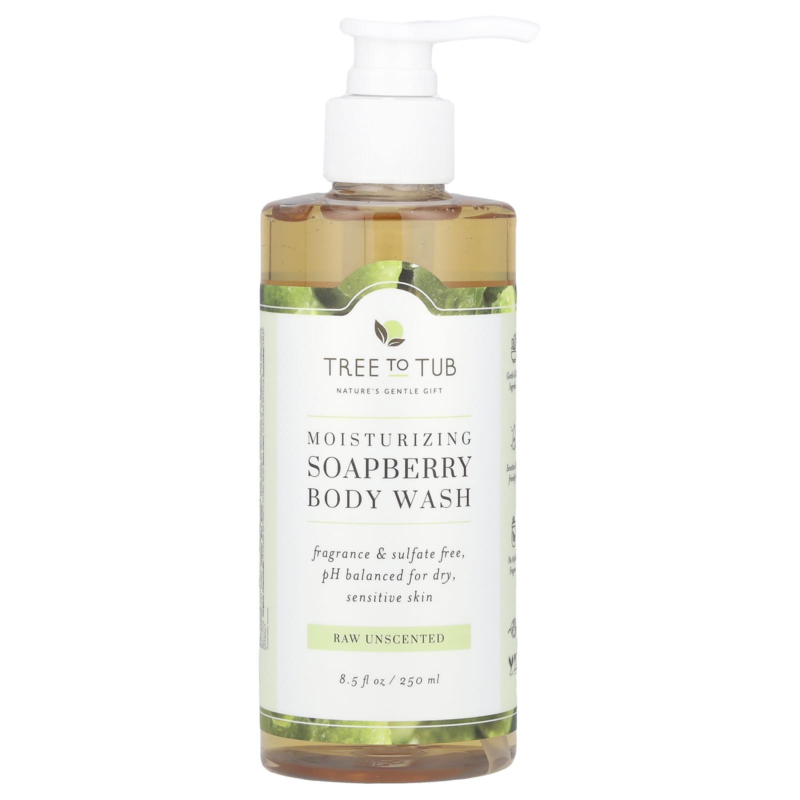 Tree To Tub-Moisturizing Soapberry Body Wash-Raw Unscented -8.5 fl oz (250 ml)