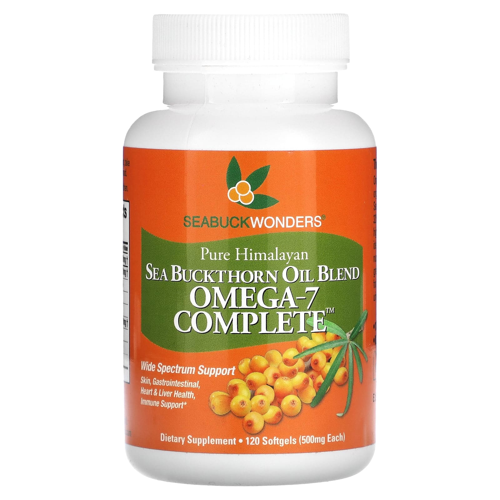 SeaBuckWonders-Sea Buckthorn Oil Blend-Omega-7 Complete-500 mg-120 Softgels