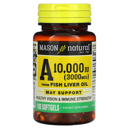 Mason Natural-Vitamin A from Fish Liver Oil-3,000 mcg (10,000 IU)-100 Softgels