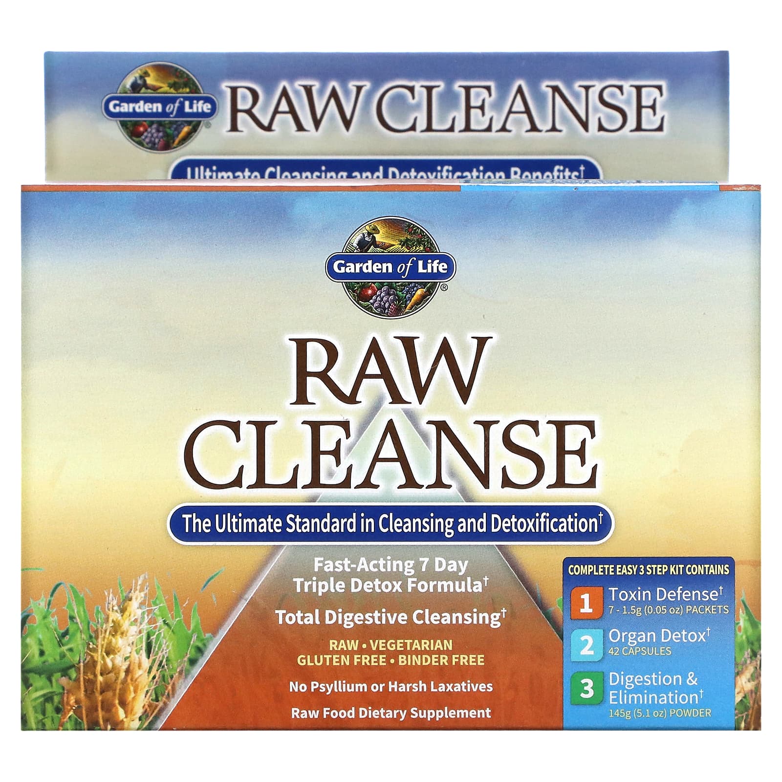 Garden of Life-RAW Cleanse-The Ultimate Standard in Cleansing and Detoxification-3 Part Program-3 Step Kit