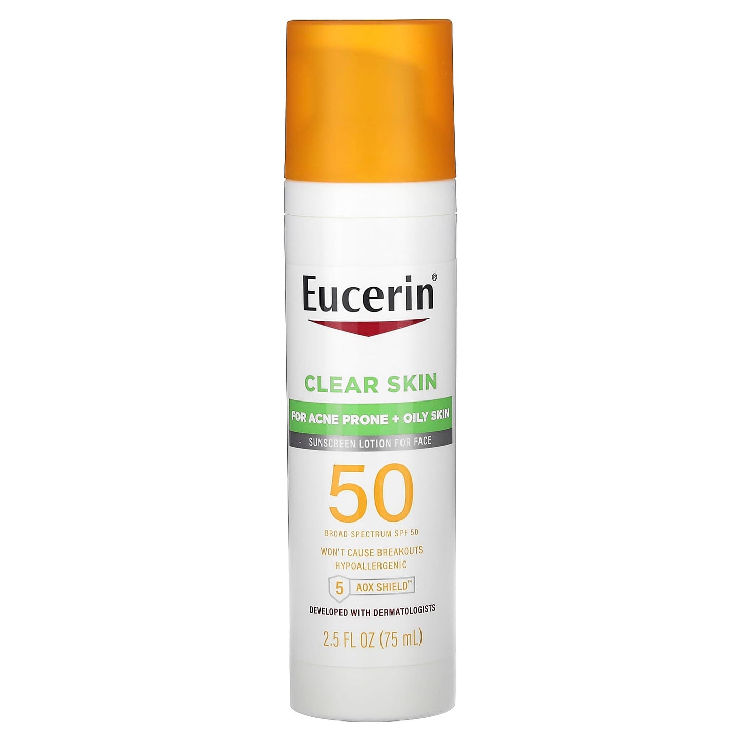 Eucerin-Clear Skin-Lightweight Sunscreen Lotion for Face-SPF 50-Fragrance Free-2.5 fl oz (75 ml)