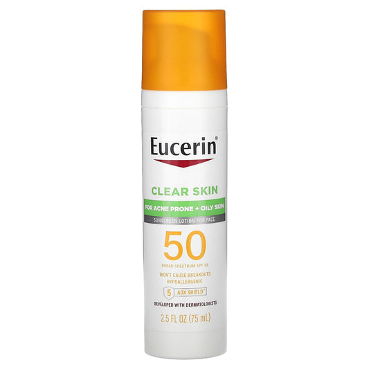 Eucerin-Clear Skin-Lightweight Sunscreen Lotion for Face-SPF 50-Fragrance Free-2.5 fl oz (75 ml)