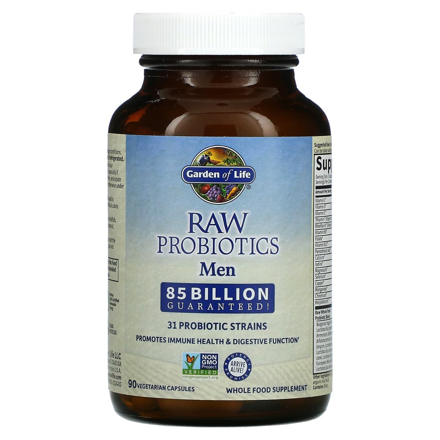 Garden of Life, RAW Probiotics, Men, 85 Billion, 90 Vegetarian Capsules (28.33 Billion Live Cultures per Capsule)