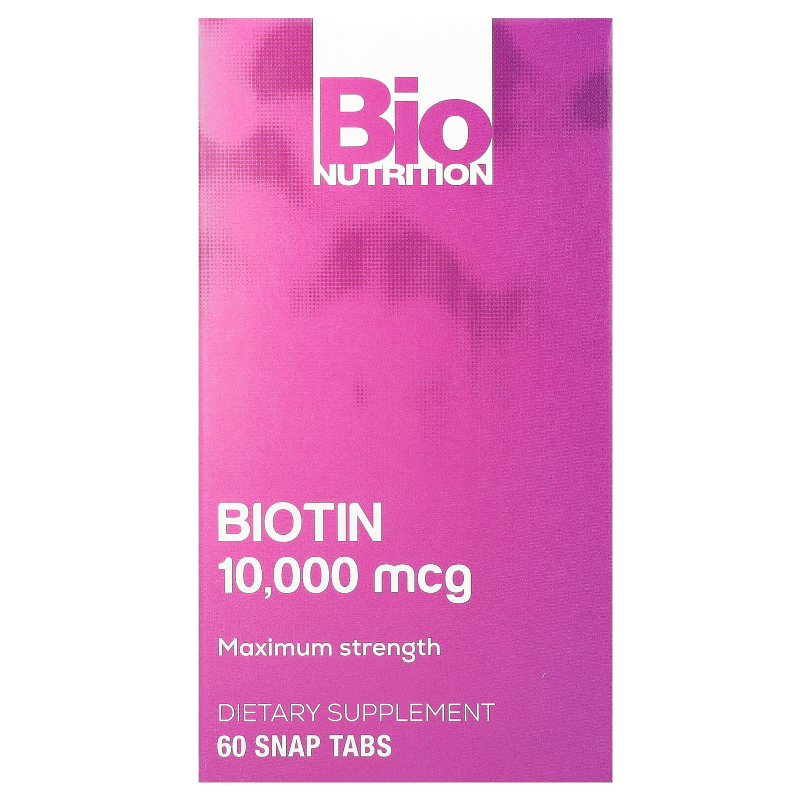 Bio Nutrition-Biotin-Maximum Strength-10,000 mcg-60 Snap Tabs