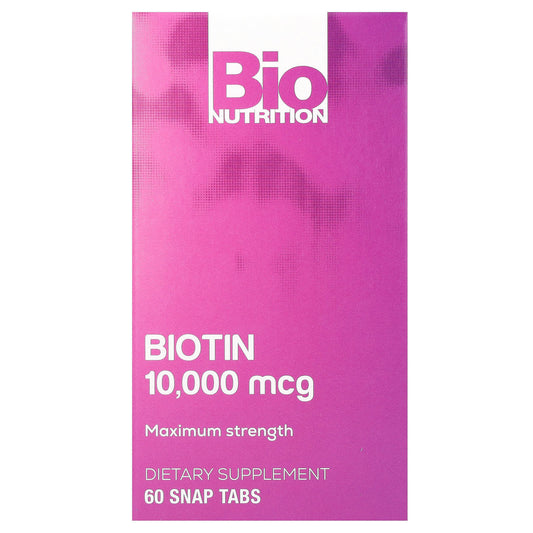 Bio Nutrition-Biotin-Maximum Strength-10,000 mcg-60 Snap Tabs