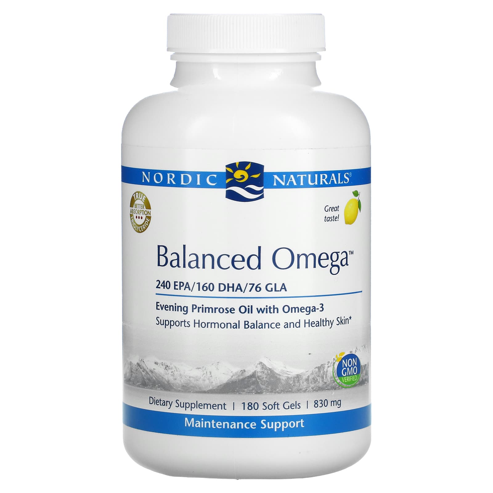 Nordic Naturals-Balanced Omega-Lemon-830 mg-180 Softgels