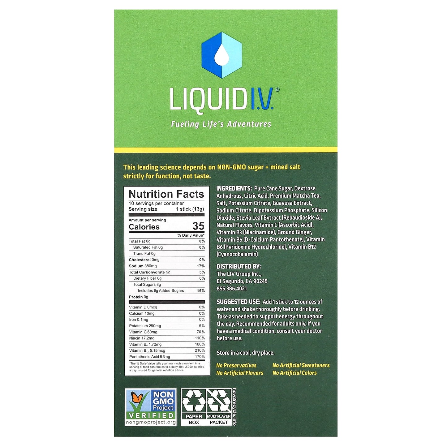 Liquid I.V., Energy Multiplier, Supercharged Energy Drink Mix, Lemon Ginger, 10 Stick Packs, 0.45 oz (13 g) Each