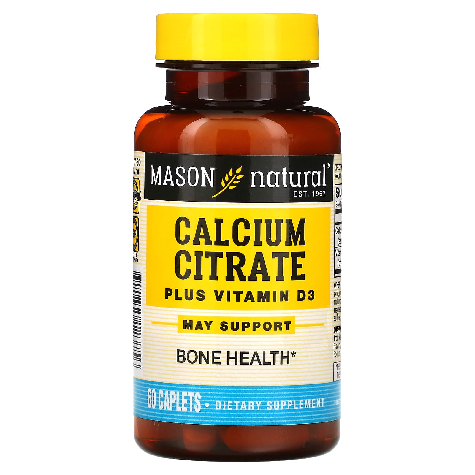 Mason Natural-Calcium Citrate Plus Vitamin D3-60 Caplets