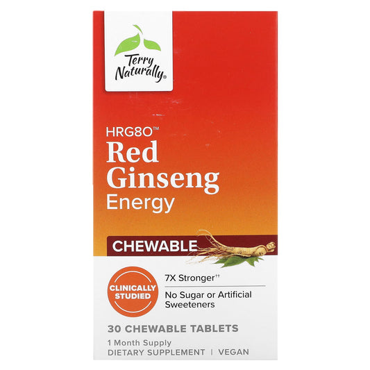 Terry Naturally-HRG80 Red Ginseng Energy- 30 Chewable Tablets