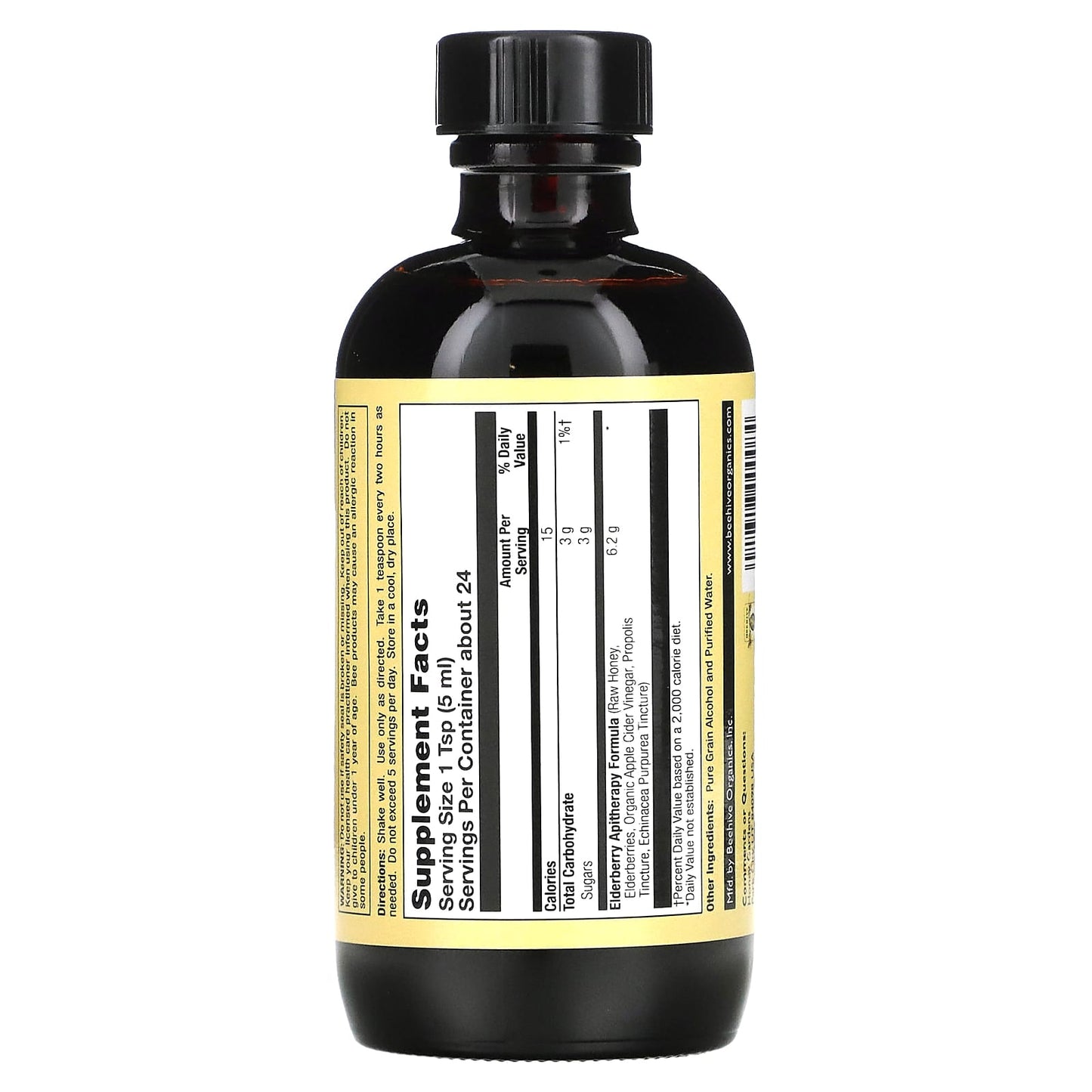 Honey Gardens, Elderberry Syrup with Apitherapy Raw Honey, Organic Apple Cider Vinegar, and Propolis , 4 fl oz (120 ml)