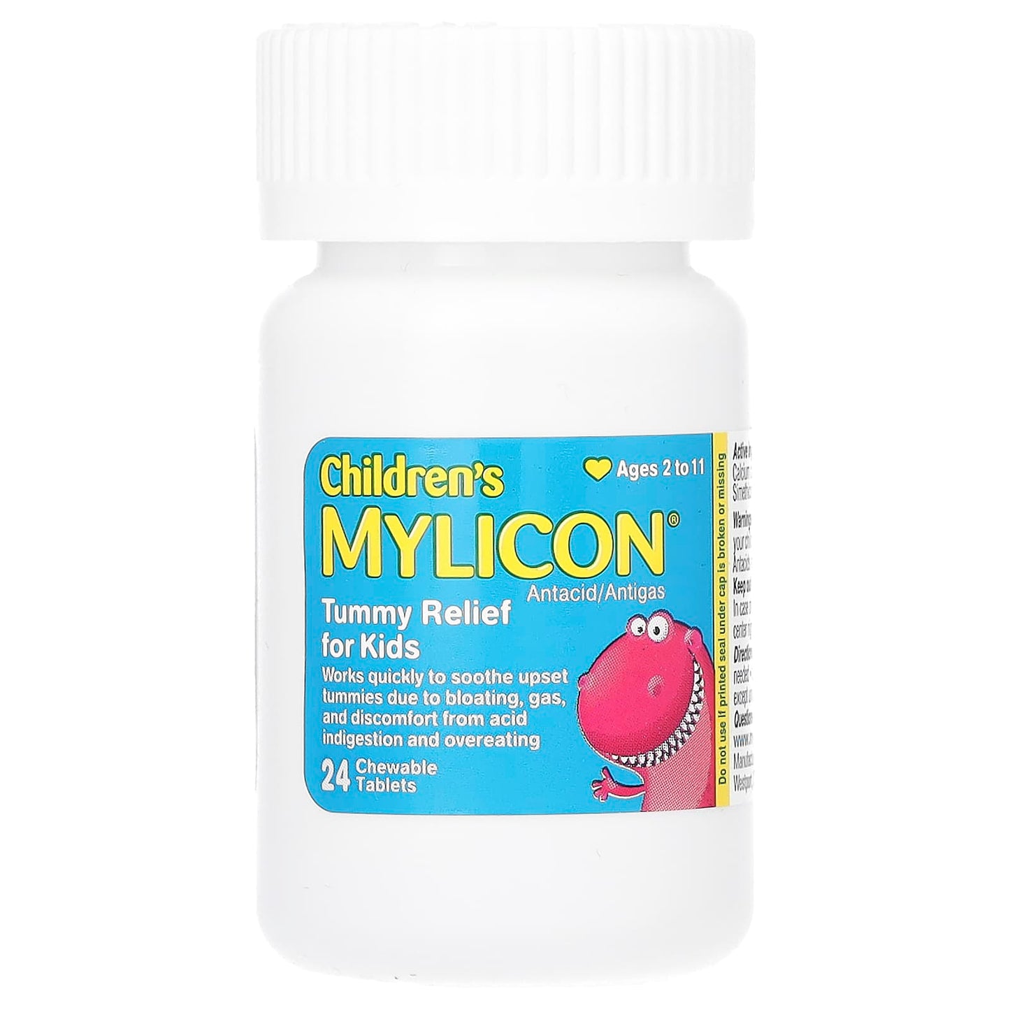 Mylicon, Children's Mylicon, Tummy Relief for Kids, Ages 2-11, Cherry, 24 Chewable Tablets