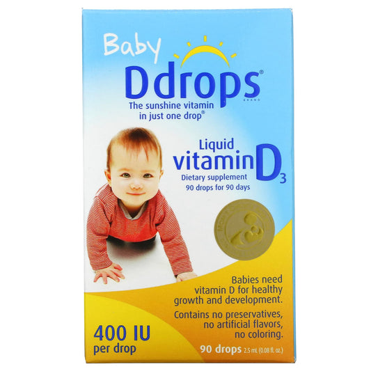 Ddrops-Baby-Liquid Vitamin D3-400 IU-90 Drops-0.08 fl oz (2.5 ml)