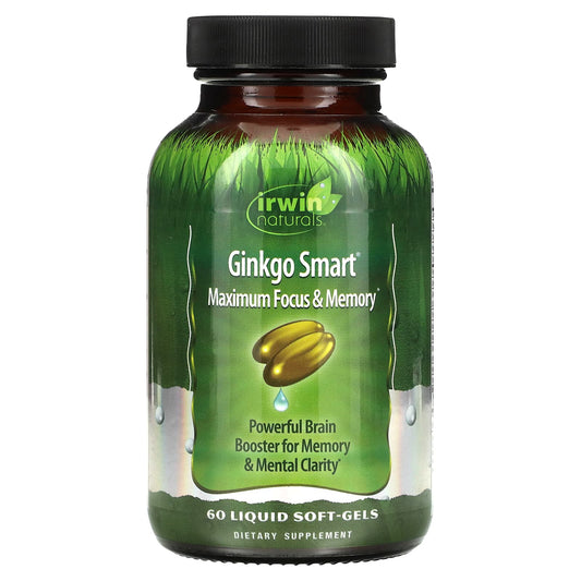 Irwin Naturals-Ginkgo Smart-Maximum Focus & Memory-60 Liquid Soft-Gels