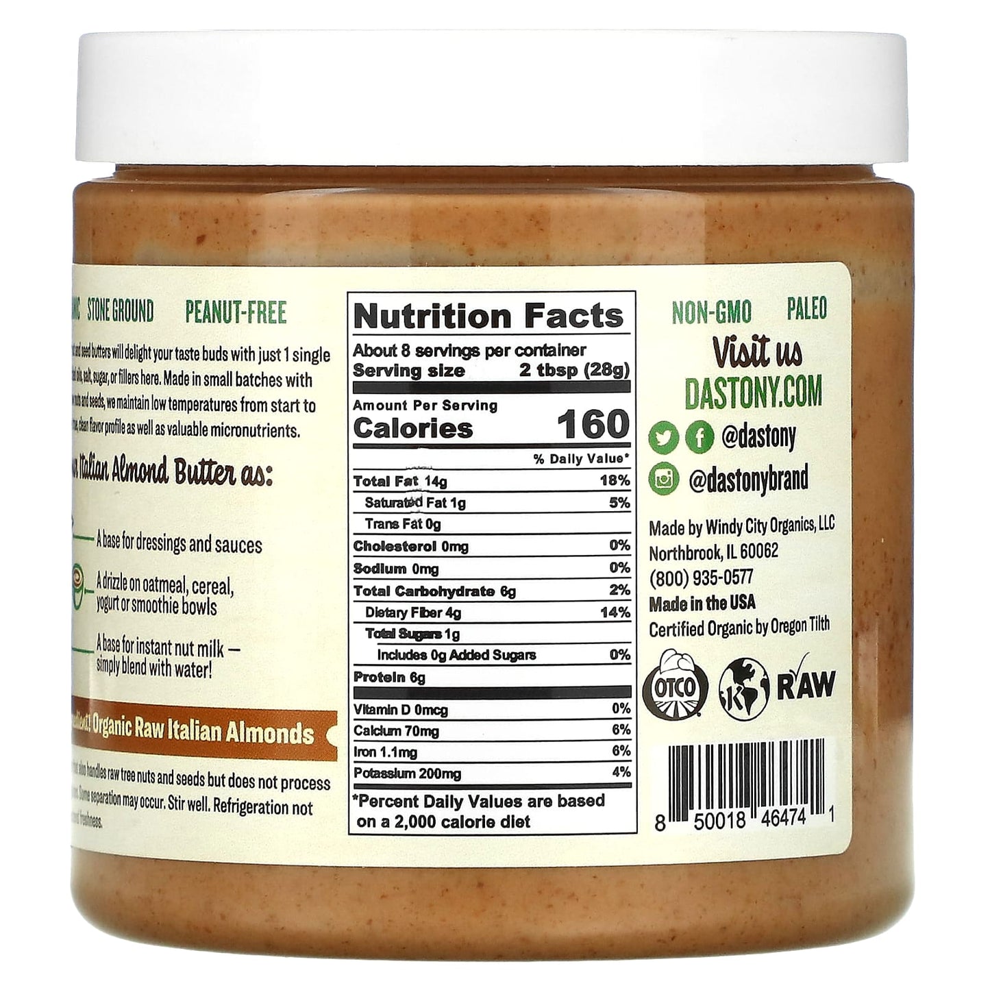 Dastony, Organic Almond Butter, 8 oz (227 g)