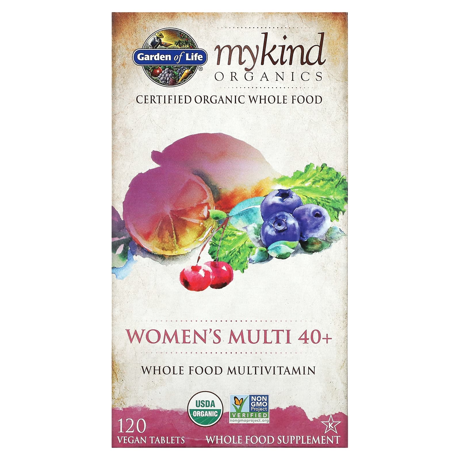 Garden of Life-Women's Multi 40+-Whole Food Multivitamin-120 Vegan Tablets