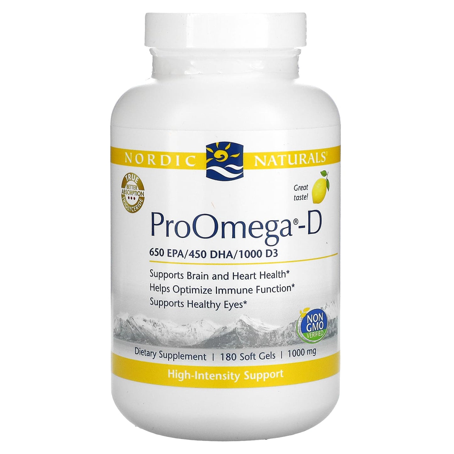 Nordic Naturals-ProOmega-D-Lemon-1,000 mg-180 Soft Gels (500 mg per Soft Gel )