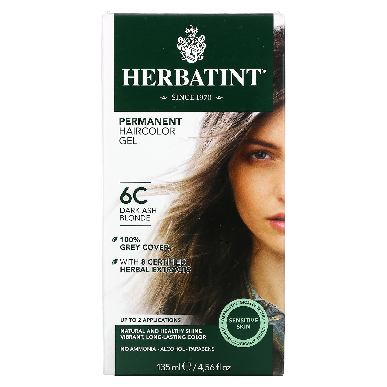 Herbatint-Permanent Haircolor Gel-6C Dark Ash Blonde-4.56 fl oz (135 ml)