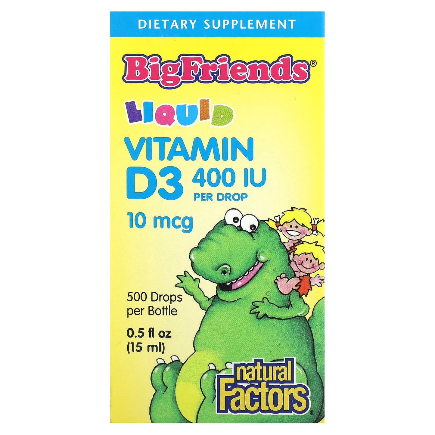 Natural Factors-Big Friends-Liquid Vitamin D3-10 mcg (400 IU)-0.5 fl oz (15 ml)