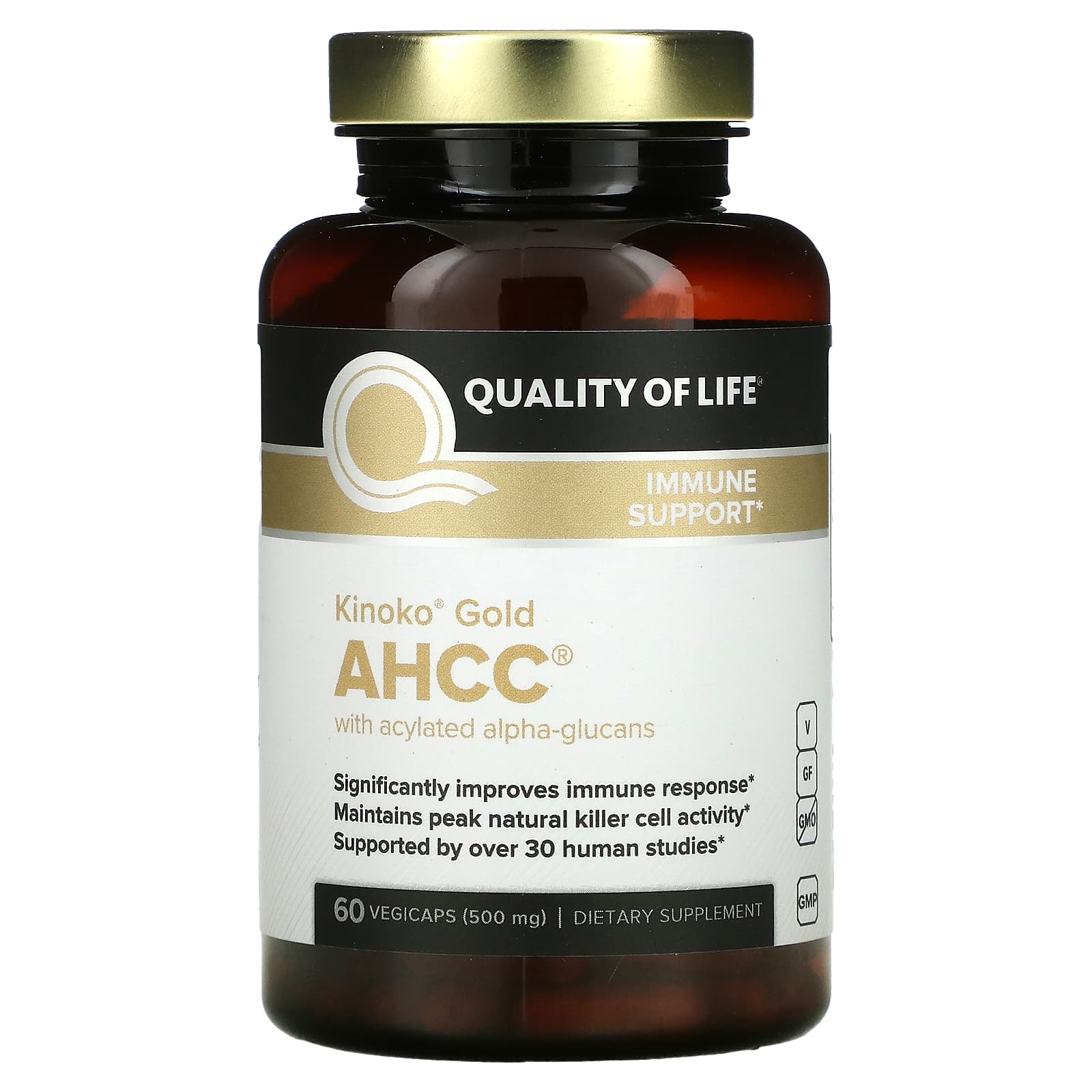 Quality of Life Labs-Kinoko Gold AHCC with Acylated Alpha-Glucans-60 Vegicaps