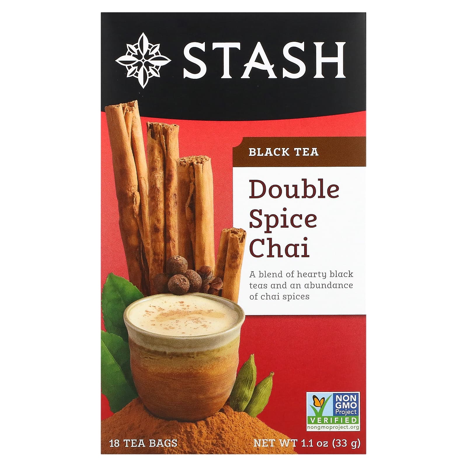 Stash Tea-Black Tea-Double Spice Chai-18 Tea Bags-1.1 oz (33 g)