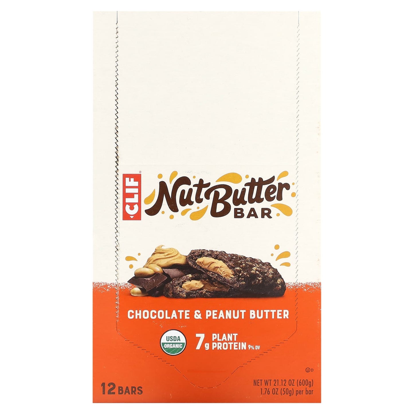 Clif Bar-Organic Nut Butter Bar-Chocolate & Peanut Butter-12 Bars-1.76 oz (50 g) Each