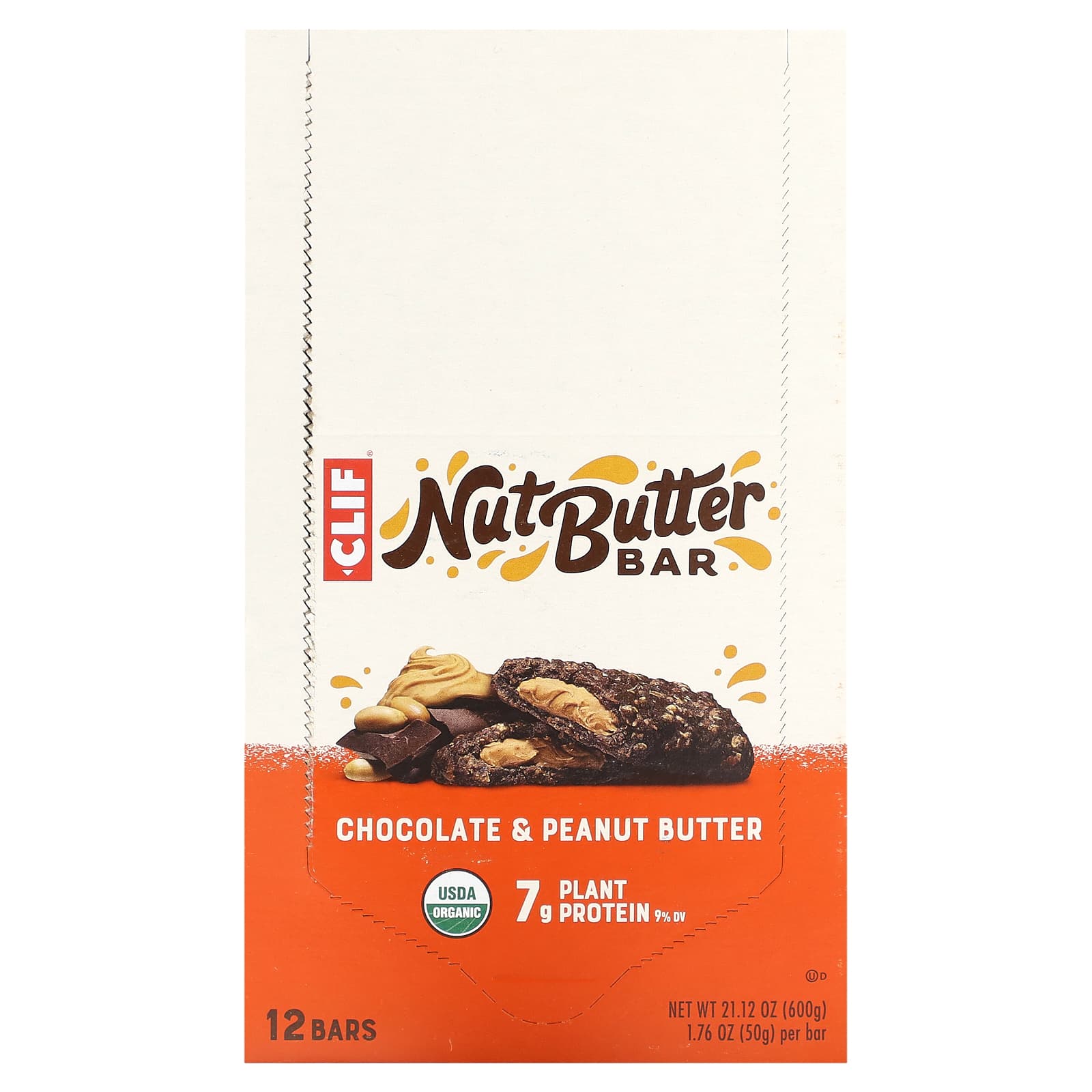 Clif Bar-Organic Nut Butter Bar-Chocolate & Peanut Butter-12 Bars-1.76 oz (50 g) Each