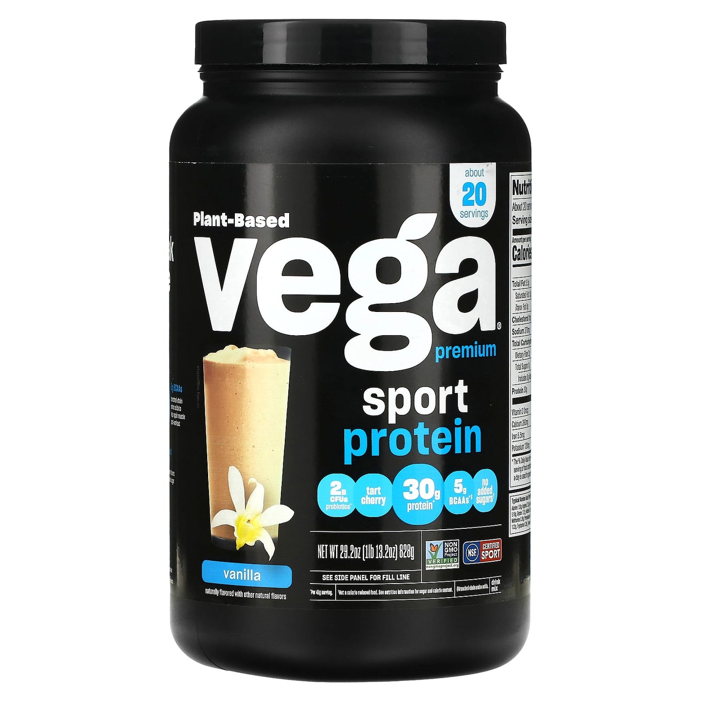 Vega-Sport-Plant-Based Premium Protein Powder-Vanilla-29.2 oz (828 g)