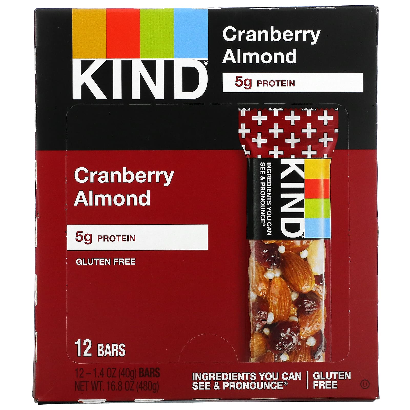 KIND Bars-Kind BARS-Cranberry Almond-12 Bars-1.4 oz (40 g) Each