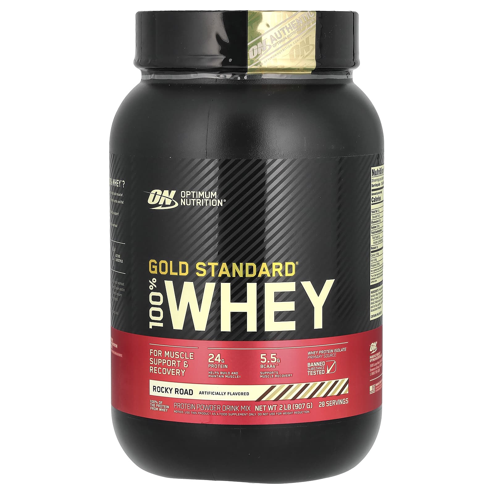 Optimum Nutrition-Gold Standard 100% Whey-Rocky Road-2 lb (907 g)