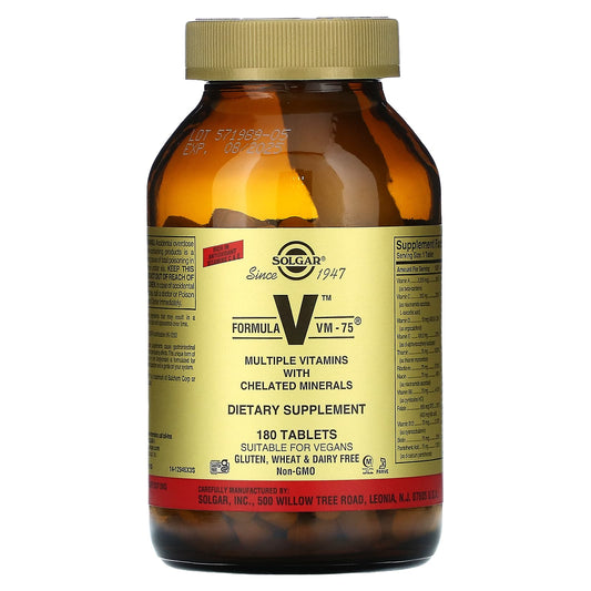 Solgar-Formula V-VM-75-Multiple Vitamins with Chelated Minerals-180 Tablets