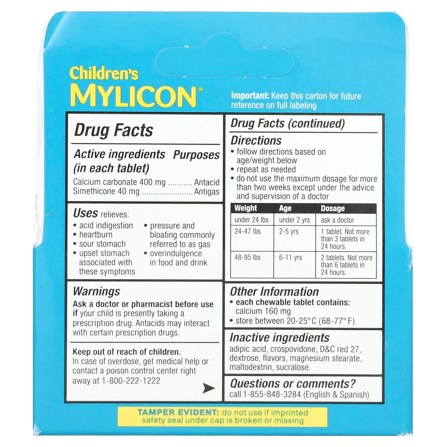 Mylicon, Children's Mylicon, Tummy Relief for Kids, Ages 2-11, Cherry, 24 Chewable Tablets