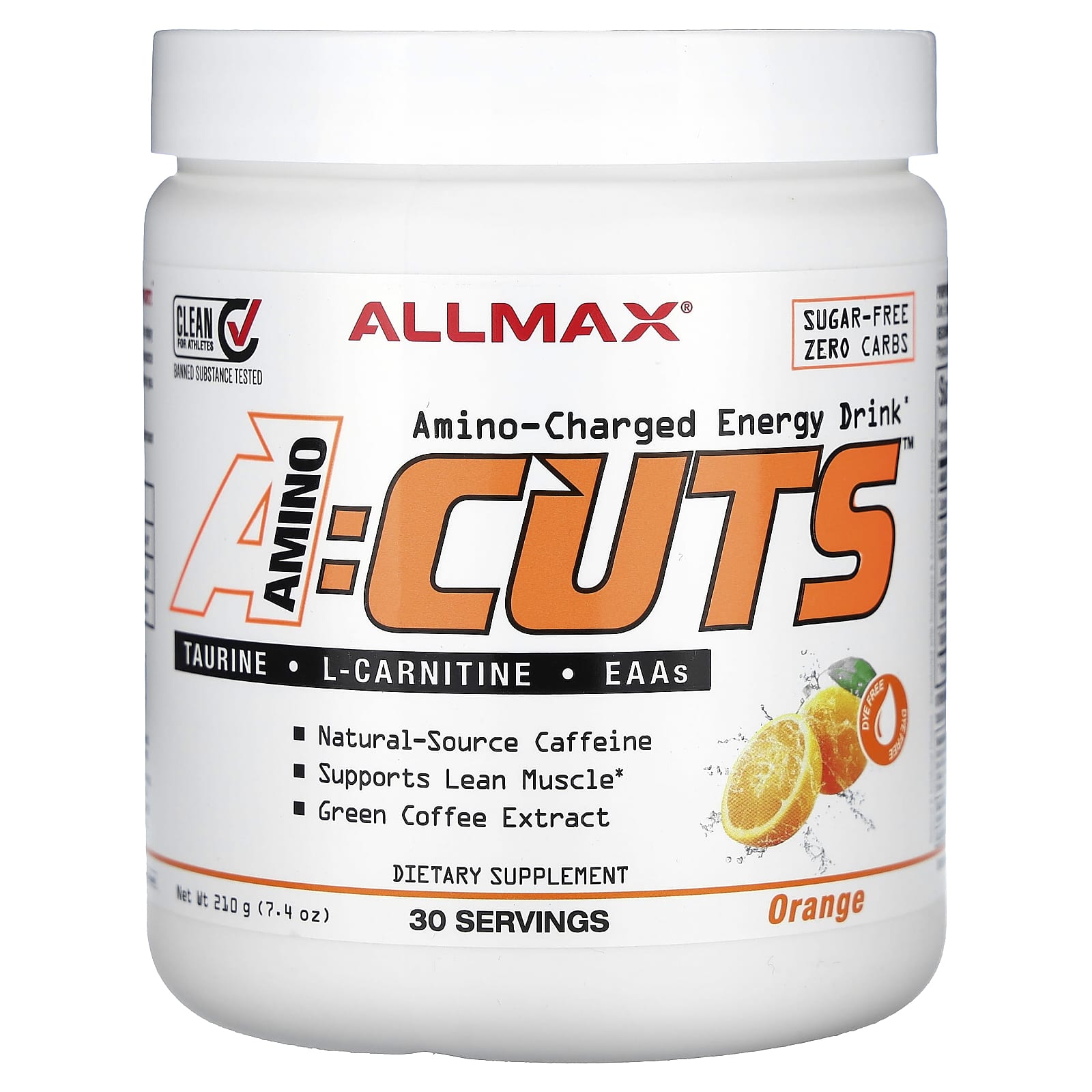 ALLMAX-ACUTS-Amino-Charged Energy Drink-Orange-7.4 oz (210 g)