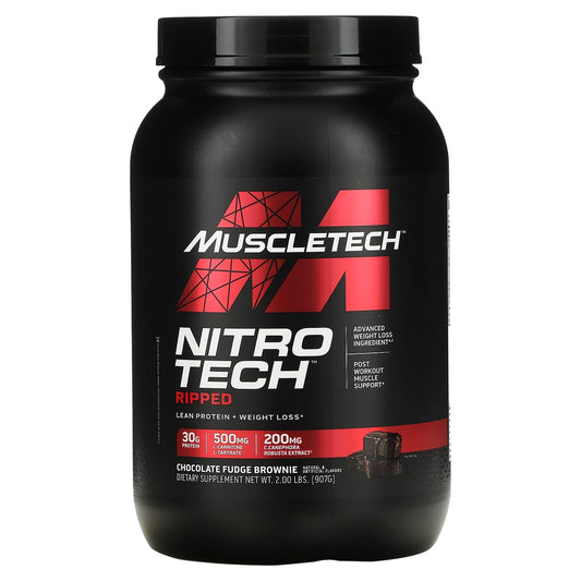 MuscleTech-Nitro Tech Ripped-Lean Protein + Weight Loss-Chocolate Fudge Brownie-2 lbs (907 g)