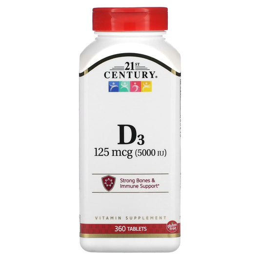 21st Century-Vitamin D3-125 mcg (5,000 IU)-360 Tablets