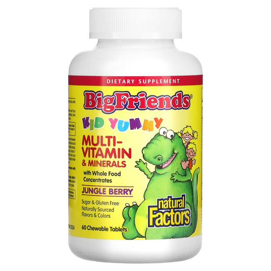 Natural Factors-Big Friends-Chewable Multi-Vitamin & Minerals-Jungle Berry-60 Chewable Tablets