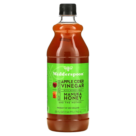 Wedderspoon-Raw Apple Cider Vinegar with Monofloral-Manuka Honey-25 fl oz (750 ml)