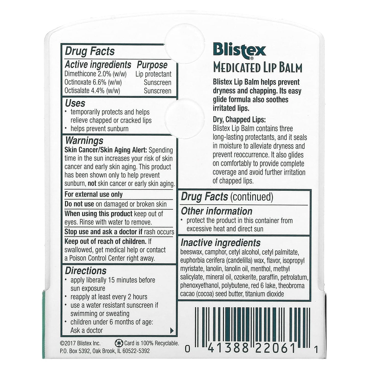 Blistex, Medicated Lip Protectant/Sunscreen, SPF 15, 0.15 oz (4.25 g)