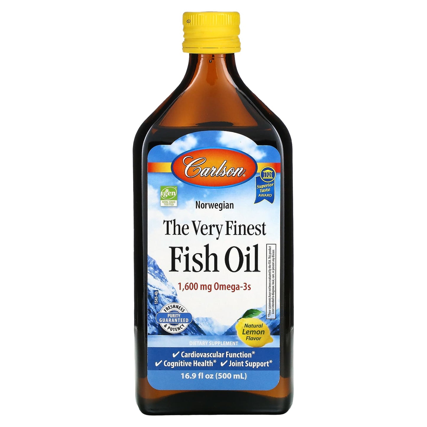 Carlson-Norwegian-The Very Finest Fish Oil-Natural Lemon -1,600 mg-16.9 fl oz (500 ml)