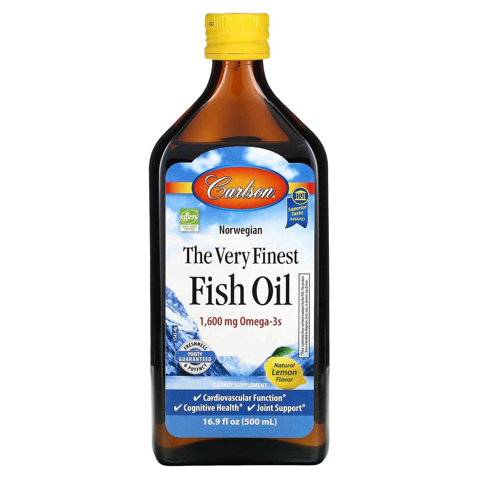 Carlson-Norwegian-The Very Finest Fish Oil-Natural Lemon -1,600 mg-16.9 fl oz (500 ml)