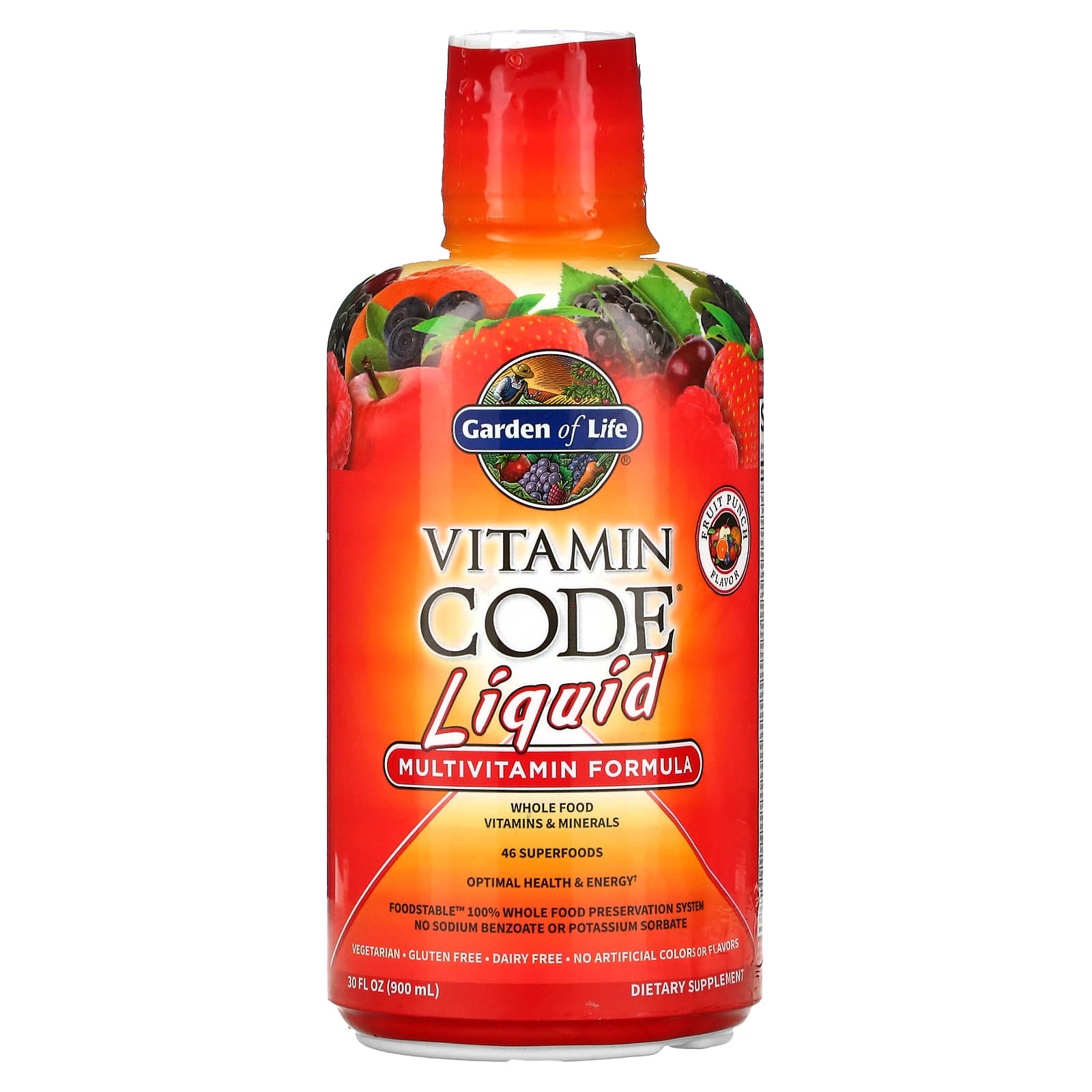 Garden of Life-Vitamin Code Liquid-Multivitamin Formula-Fruit Punch -30 fl oz (900 ml)