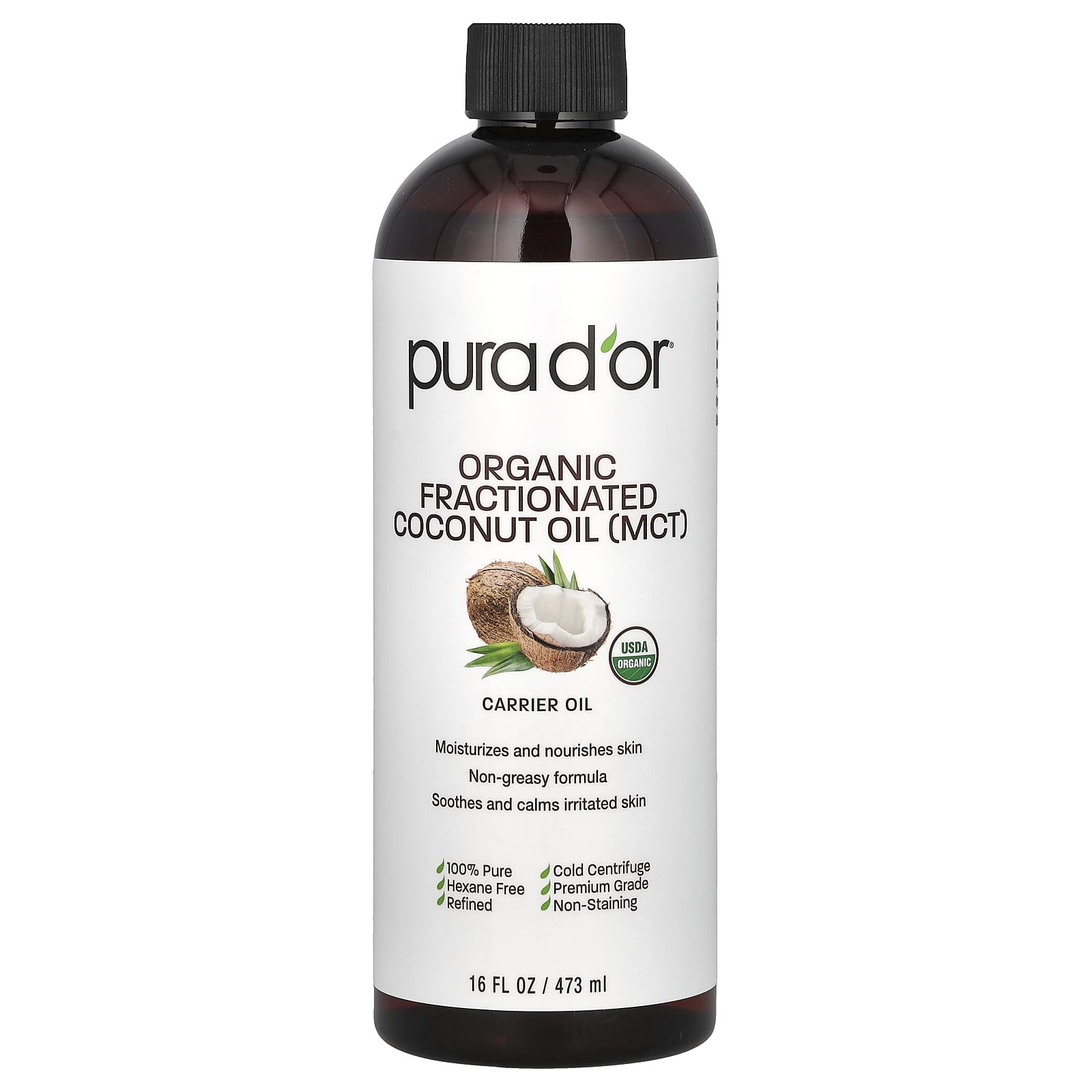 Pura D'or-Organic Fractionated Coconut Oil  (MCT)-16 fl oz (473 ml)