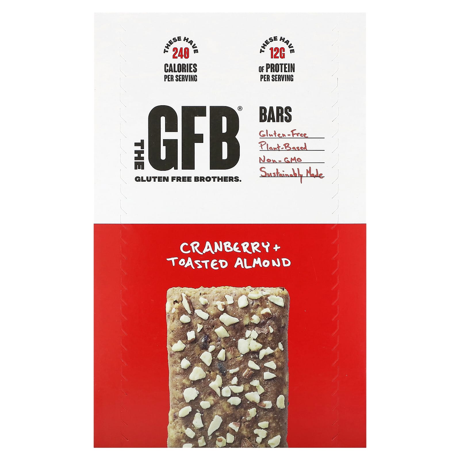 The GFB-Gluten Free Bars-Cranberry + Toasted Almond-12 Bars-2.05 oz (58 g) Each