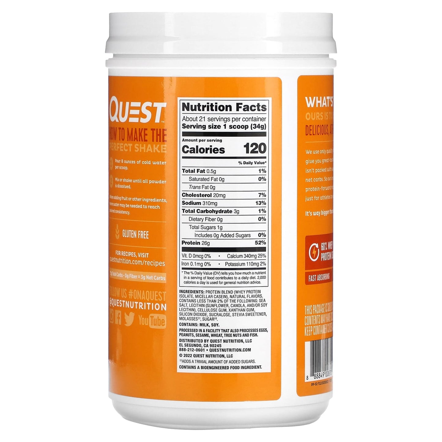 Quest Nutrition, Protein Powder, Salted Caramel, 1.6 lb (726 g)