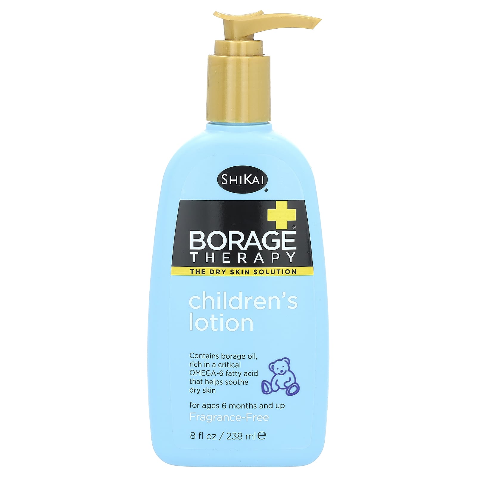 Shikai-Borage Therapy-Children's Lotion-For Ages 6 Months and Up-Fragrance Free-8 fl oz (238 ml)